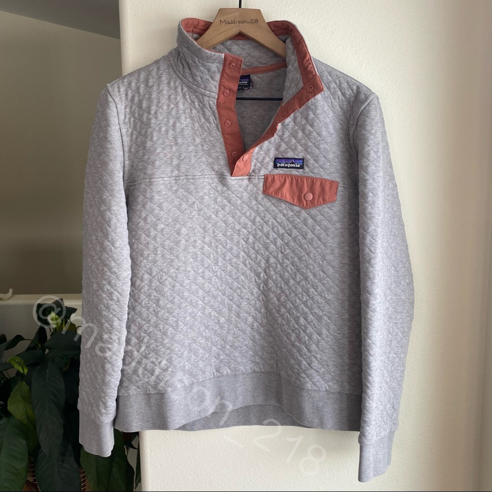 Patagonia Organic Cotton Quilt Snap-T Pullover Sweatshirt Sweater Grey Medium - Picture 5 of 13